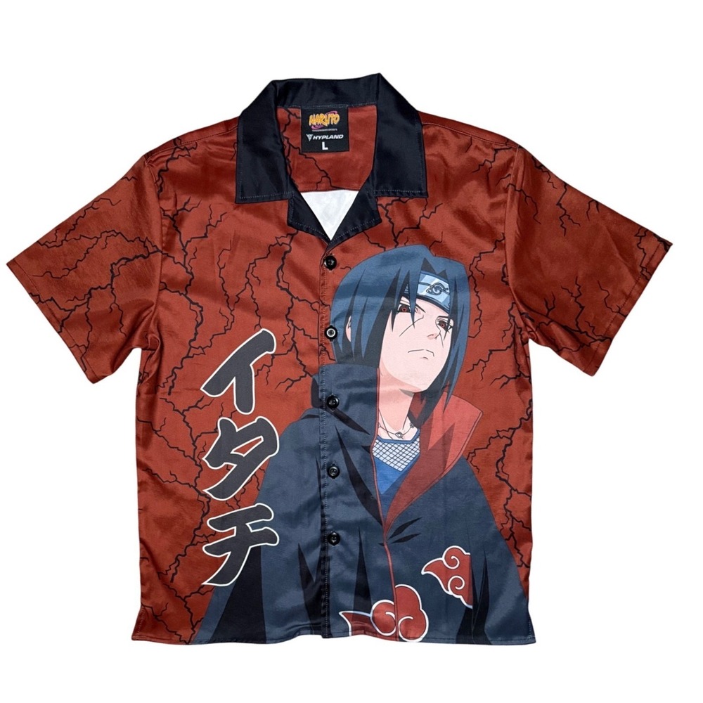 Hypland Naruto Itachi Short Sleeve Button Up Mens Large Graphic Shirt